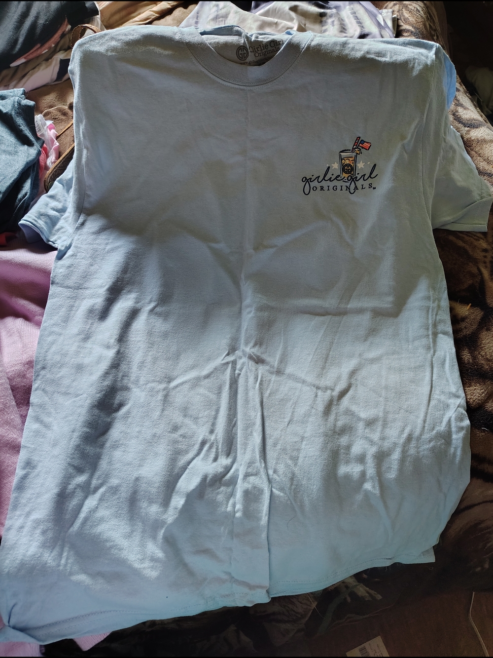 Gildan Light Blue Tee with Small Chest Graphic - Girlie Girl Originals
